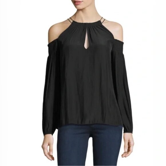 Ramy Brook Heidi Cold Shoulder Top Black Size Medium NEW NWT - Picture 9 of 9